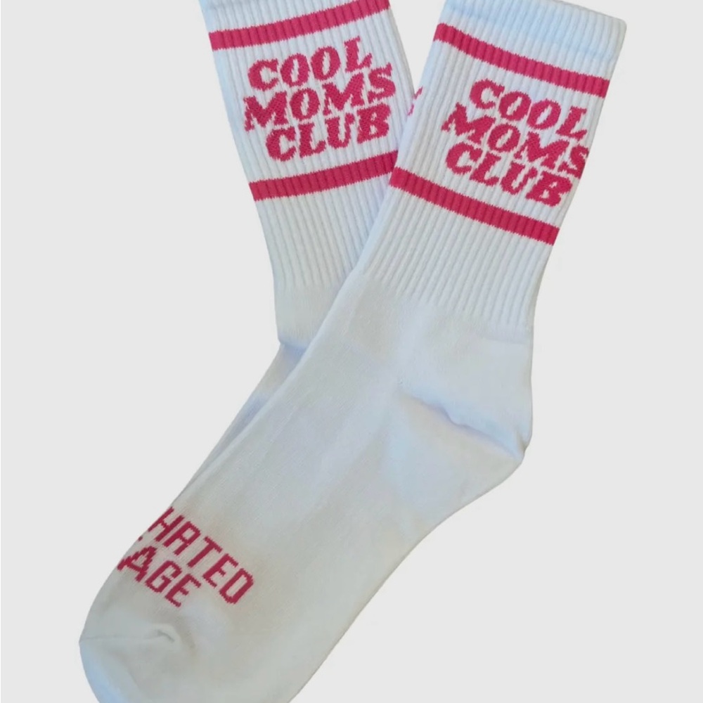 Cool Moms Club White and Pink Socks